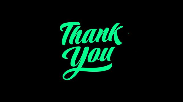 Thank You Text Animation. Transparent background. 4K resolution