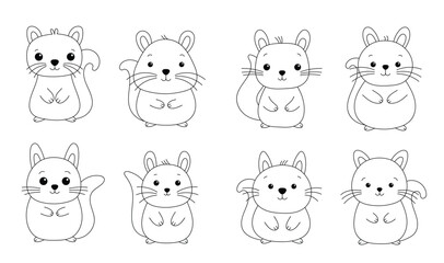 Fototapeta premium set of cartoon squirrels with different expressions 