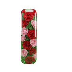 3D Glossy Glass Alphabet Letters Filled with Red and Pink Roses