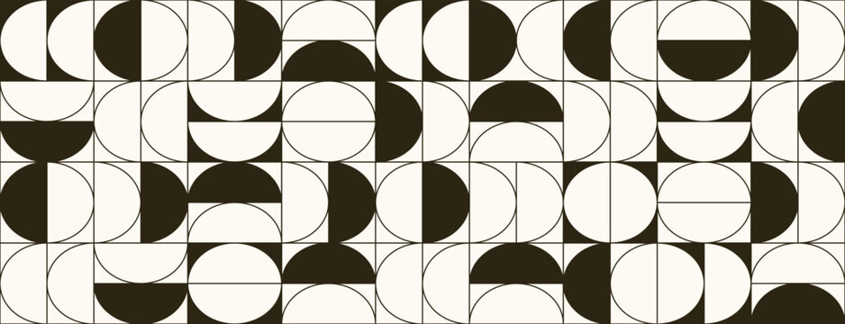 abstract semicircle seamless pattern monochrome geometric