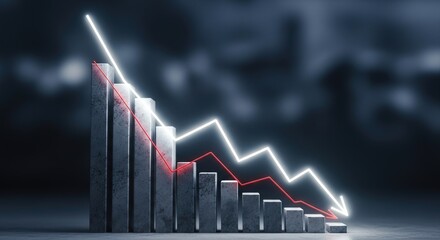 Financial chart showing a downward trend with a sharp decline, symbolizing economic recession or business loss