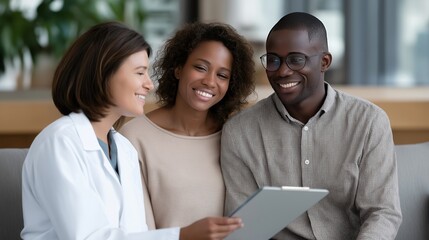 A diagnostic specialist explaining complex test results to a family in clear, calm language, transforming technical findings into actionable understanding — compassionate expertise and