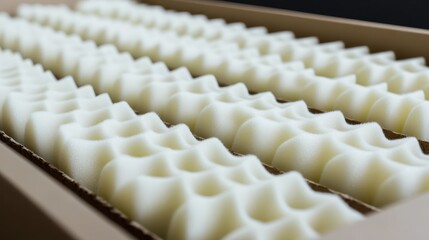 Detailed texture of white foam lining with a repeating wave pattern