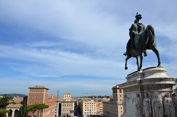 Rome, Italy 09.02.2020: Statue of Vittorio Emanuele King of Italy