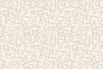 Seamless vector floral pattern with beige botanical silhouettes of branches and leaves on a light background. Elegant, minimal, and timeless design for fabric, wallpaper, or wrapping © incarnadine