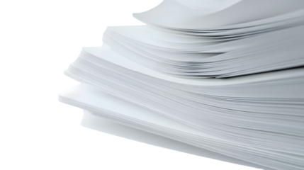 Stack of white papers isolated on white background