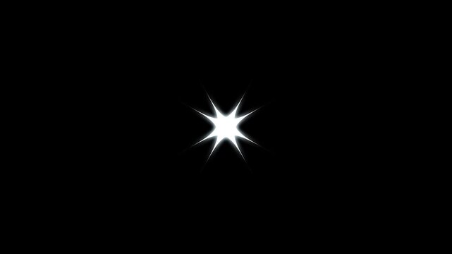 Twinkle stars shine animation on a black screen with white vector doodle stars, blinking sparkle effects, glowing magical starlight motion graphics with an alpha channel