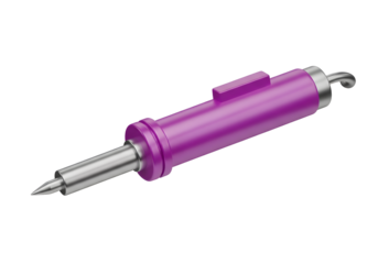 Modern purple electronic stylus with silver tip on black background