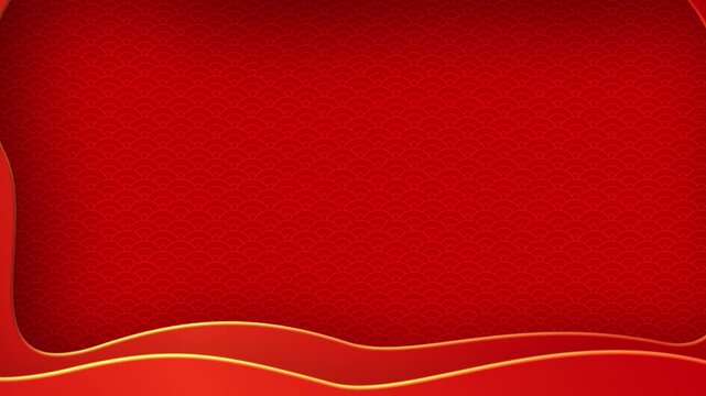 Vibrant red chinese new year festive paper cut layered border frame background design template