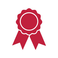 Red Ribbon Seal With Wavy Edges And White Outline