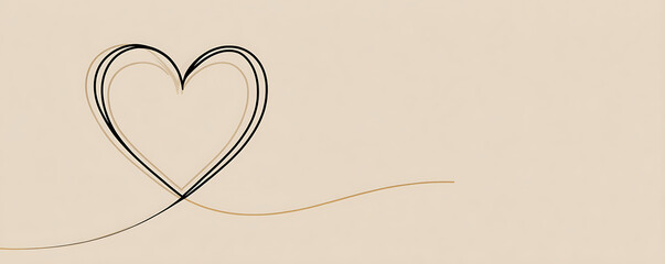 Elegant Continuous Line Art Heart on Textured Background for Love and Connection