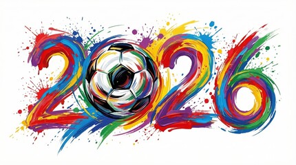 Celebrating the 2026 world cup with vibrant colors and a soccer ball
