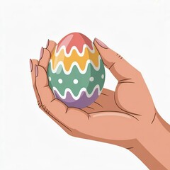 hand with an easter egg illustration 
