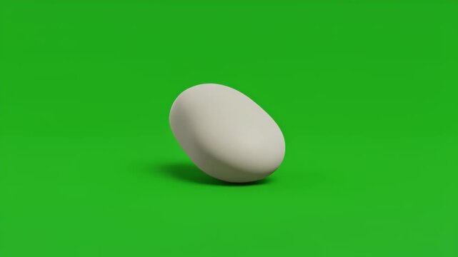 White Egg Slowly Rotating on a Green Screen Background in Neutral