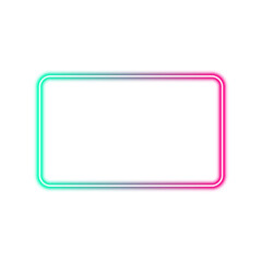 Neon rectangle frame isolated on transparent background