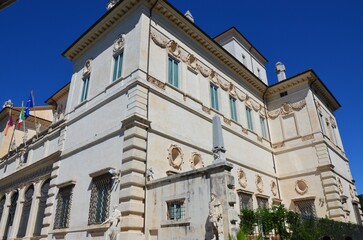 Rome, Lazio 09.03.2020: Borghese Gallery and Museum, Villa Borghese gardens, view from Piazzale Scipione Borghese