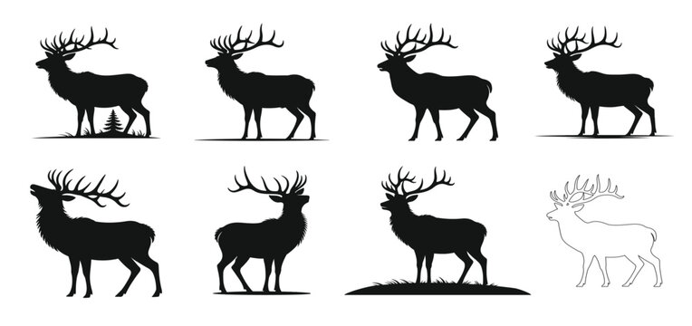 elk deer silhouette red stag silhouette elk deer svg