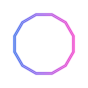 Neon dodecagon frame isolated on transparent background