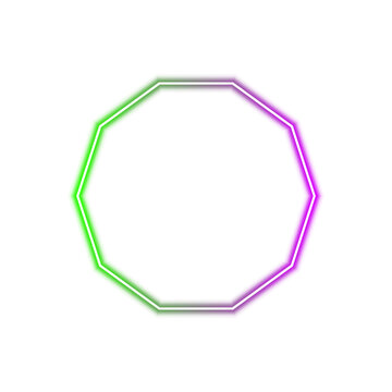 Neon dodecagon frame isolated on transparent background
