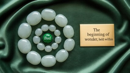 Green Bud Stone Mandala with Inspiring Quote