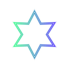 Obraz premium Glowing six-pointed star icon isolated on transparent background