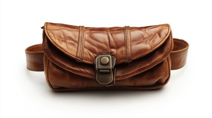 Naklejka premium Brown Leather Handbag with Vintage Buckle