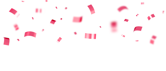 falling pink confetti and streamers seamless pattern on transparent background