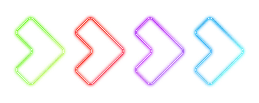Gradient arrow frame with glowing electric LED borders. Futuristic color pointer layout emphasizes clean lines and soft light in PNG. Neon is present a single time as accent vector.