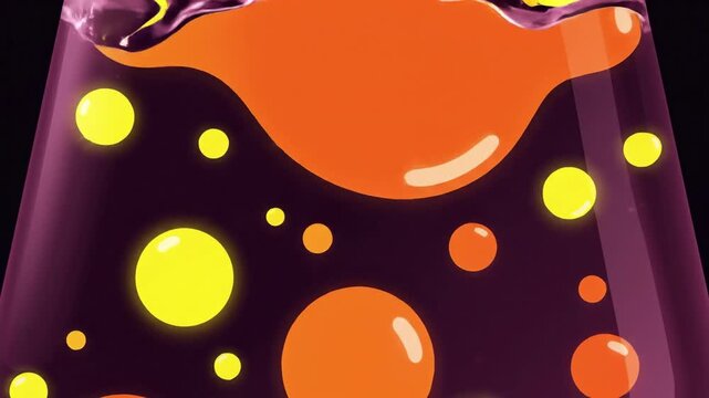 Vibrant orange liquid pouring into a dark container with yellow and orange bubbles.
