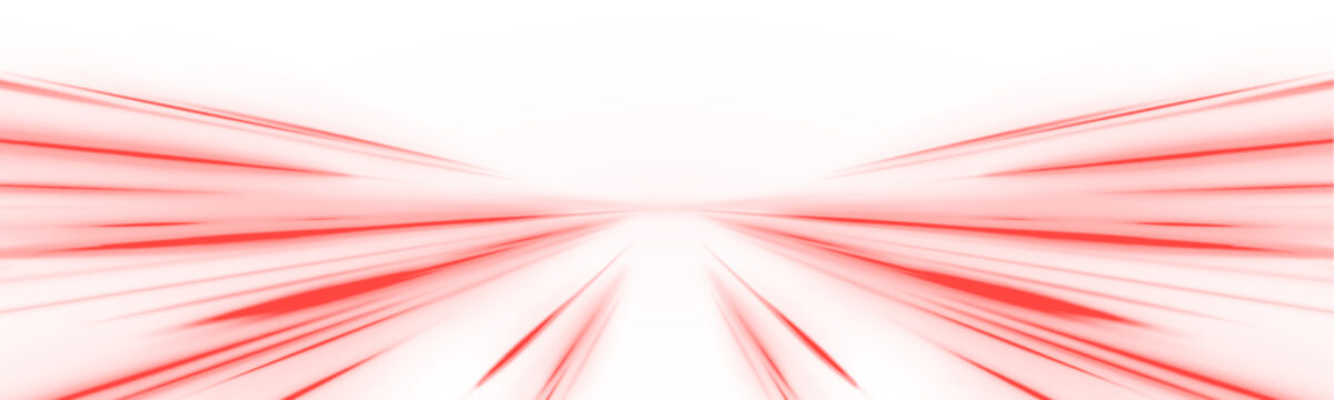 Futuristic red neon laser lines ripple along a city road. Motion lines, glowing wave trails, and energy swirls create dynamic traffic and speed visuals. Vector illustration PNG.