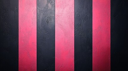 A chaotic background of vertical stripes in pink and black hues creates a dynamic visual effect in a studio setting.
