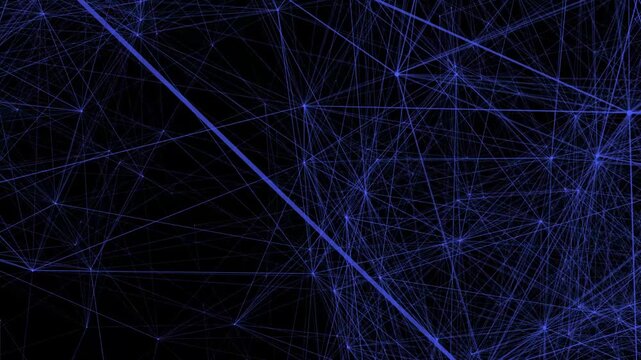 Abstract concepts of cybersecurity technology and digital data fractal plexus pattern on background loop, blue internet network connection with polygons, dots and libstract blue background with lines