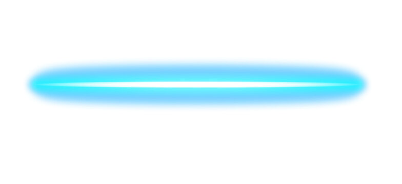Glowing Blue Neon Line, Futuristic Light Saber on Transparent Background
