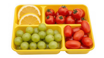 Fruit and vegetable tray isolated on transparent background isolated on transparent background