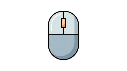 Computer mouse on a white background with buttons and scroll wheel technology device icon