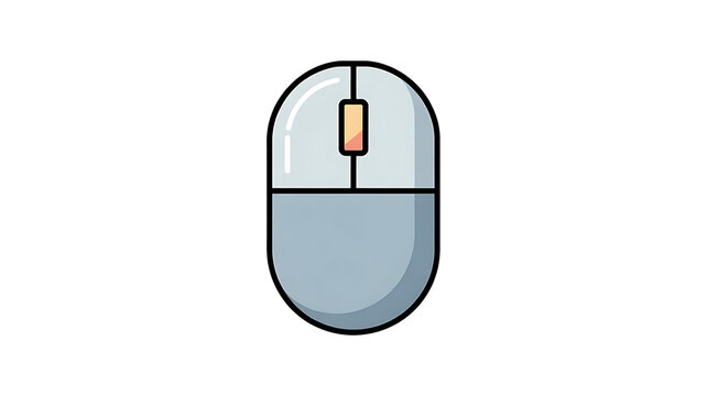 Computer mouse on a white background with buttons and scroll wheel technology device icon - Powered by Adobe