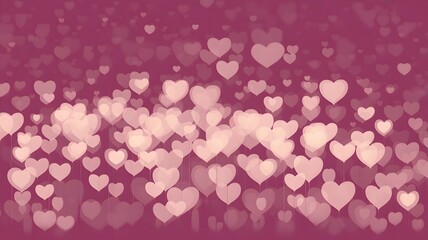 A cluster of pastel pink hearts floating against a soft purple background