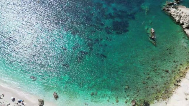 Kefalonia Island Aerial View: Pristine White Sand Beach and Turquoise Crystal Water
