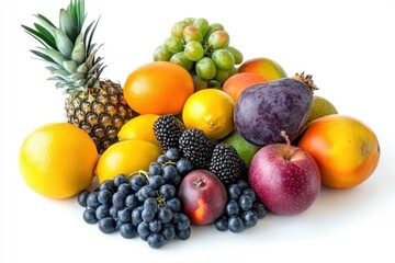 Assorted Fresh Tropical Fruits Arranged Neatly