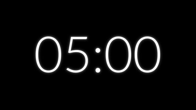 Thirty second countdown timer animation with soft glow on black background in 4k