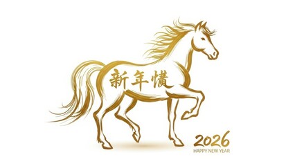 Golden Horse Illustration for 2026 New Year Celebration