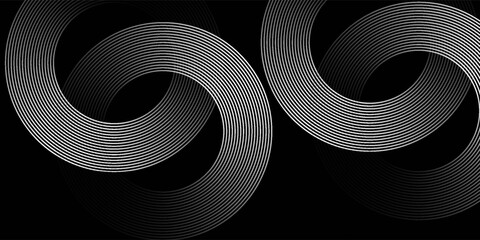 White geometric abstract background overlap layer on bright space with lines effect decoration. Modern graphic design element circles style concept for banner.