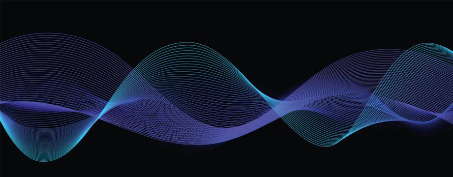 neon sound wave on black background abstract flowing wavy 