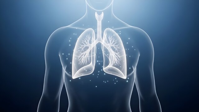 Minimal Medical Illustration of Human Lungs with Tuberculosis Concept