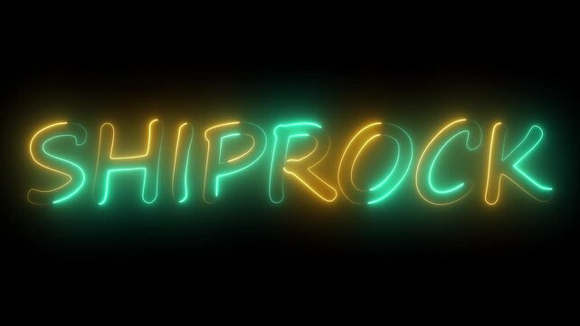 flickering neon shiprock text animation. neon sign that flickers and glows with SHIPROCK