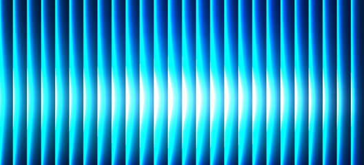 Glowing neon waves form vibrant circular gradient with fractal glass effect and blending purple cyan colors. Futuristic and dreamy background with wave effect adds fluid movement and dynamic depth