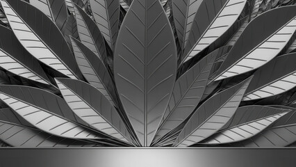 Modern architectural ceiling with angular metallic panels forming geometric sunburst pattern