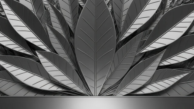 Modern architectural ceiling with angular metallic panels forming geometric sunburst pattern - Powered by Adobe