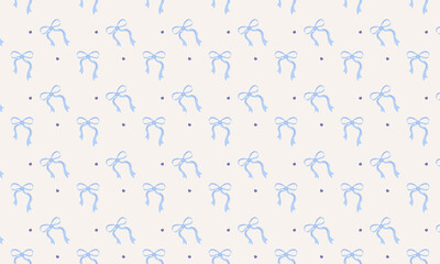 Pastel Blue Coquette Pattern with Delicate Ribbons for Aesthetic Wallpaper