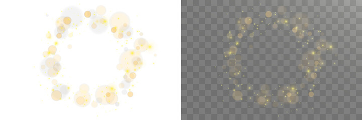 Glittering golden particles in dreamy swirling motion with shining stars, magical dust trails and...